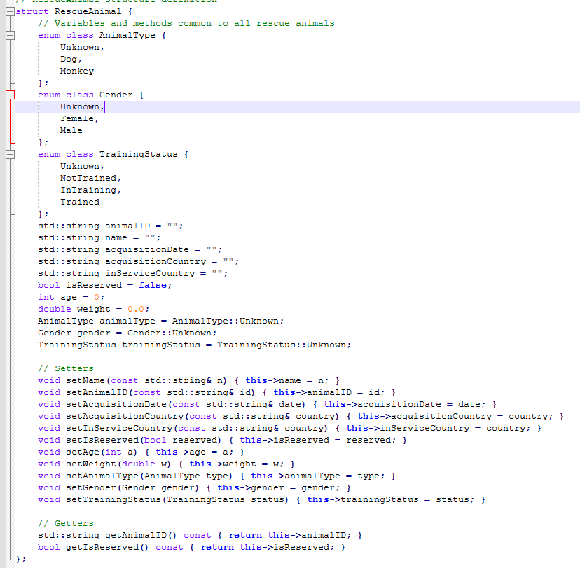 Rescue Animal Data Structure